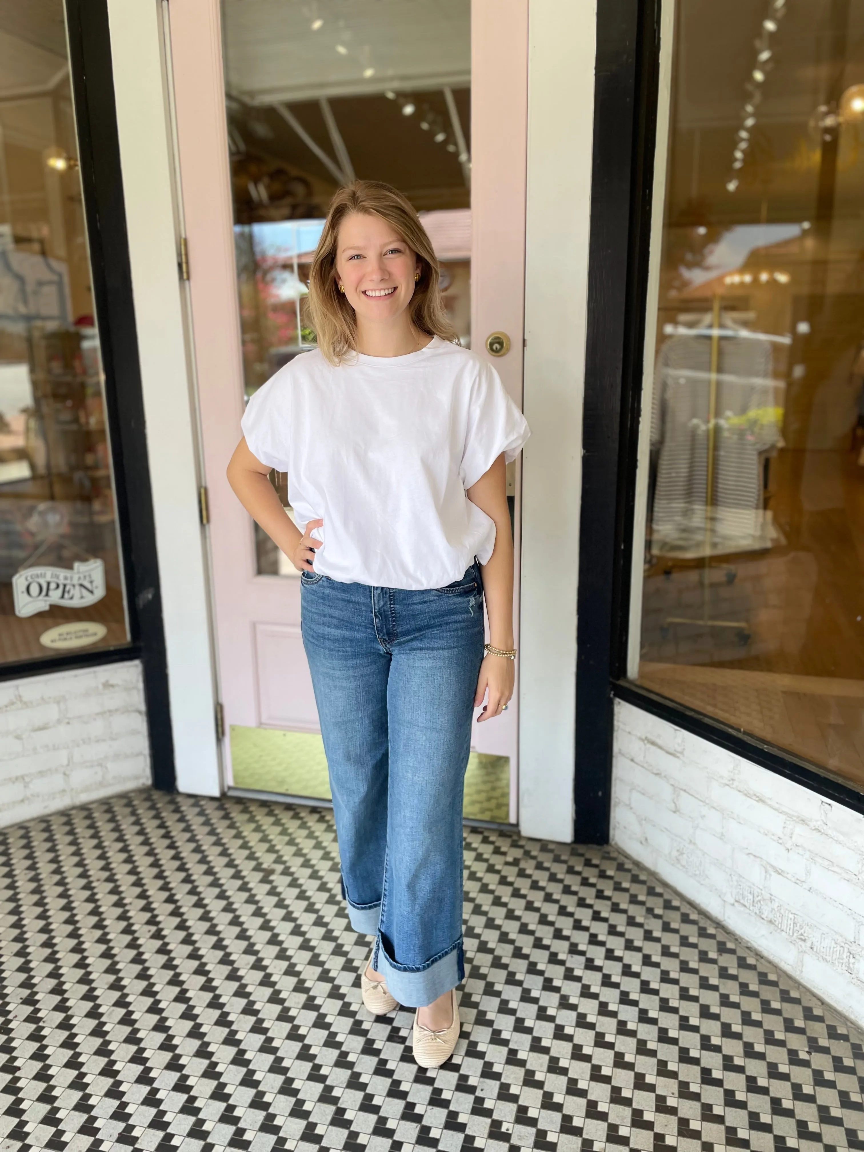 Bubble Hem Top | White sold by Belletique product image thumbnail 3