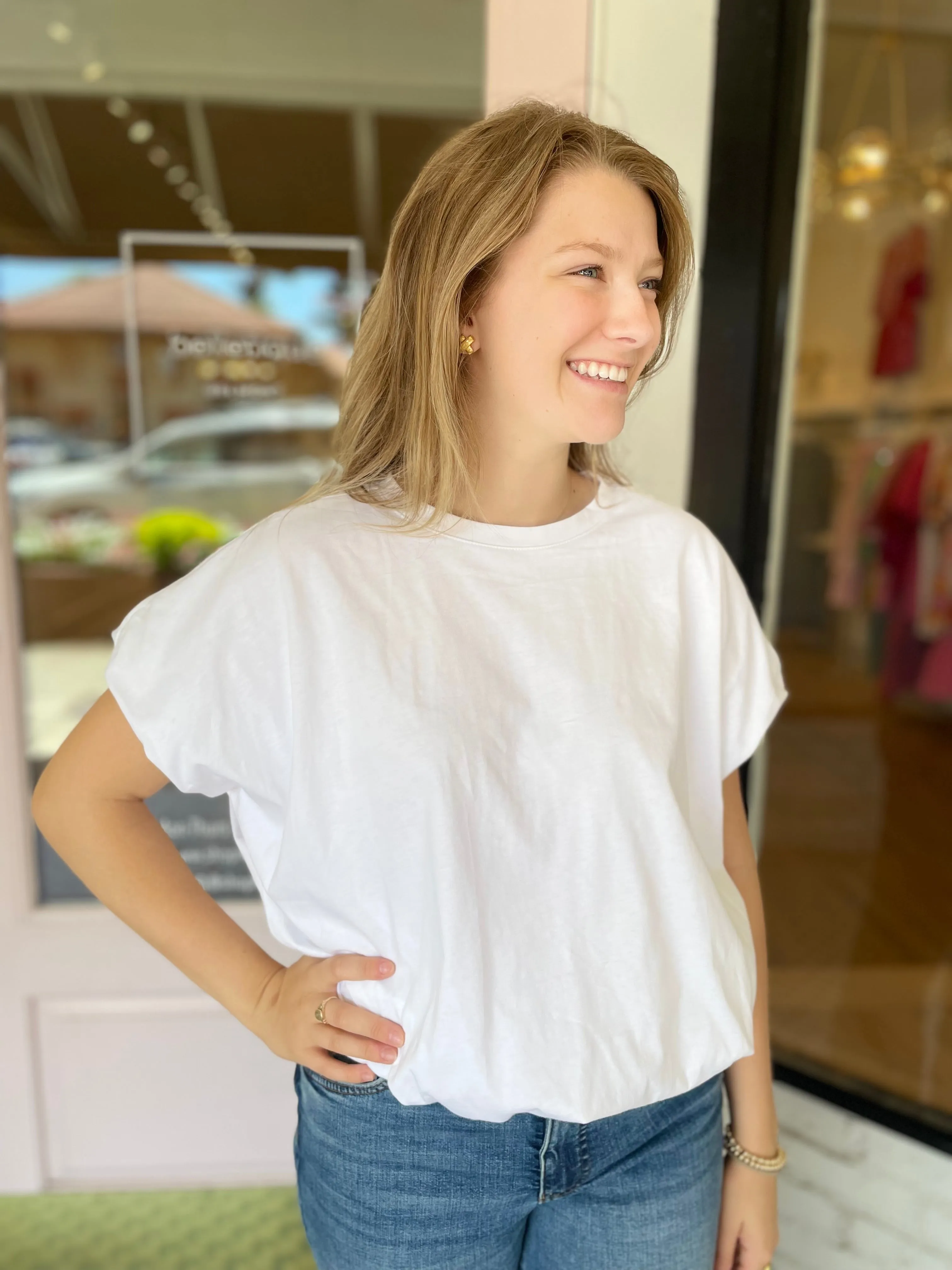 Bubble Hem Top | White sold by Belletique product image thumbnail 2