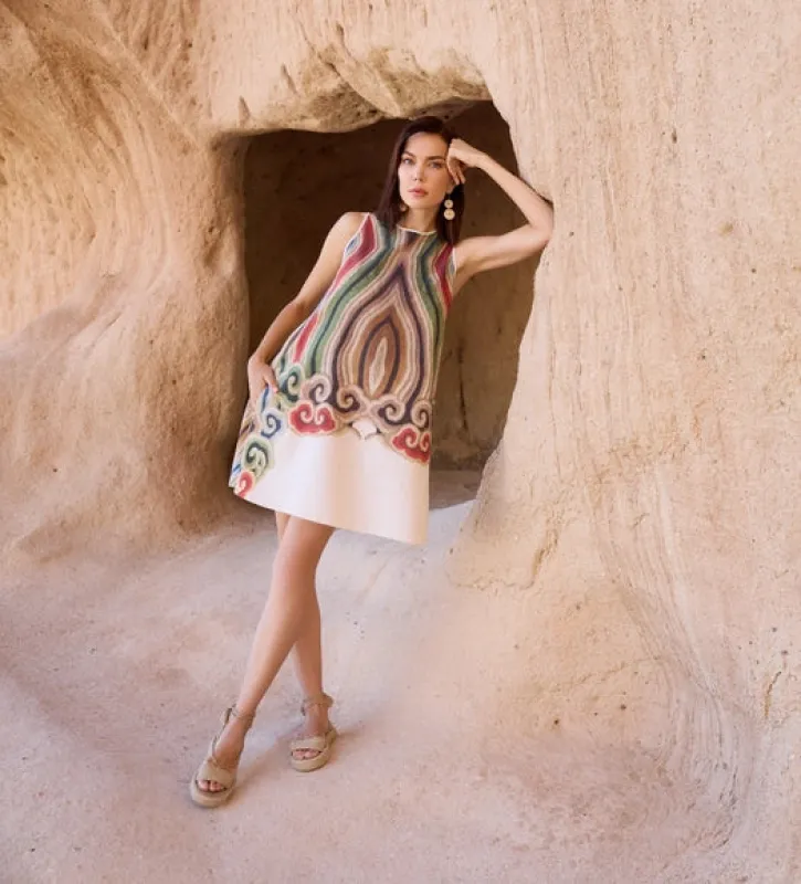 Artisanal A-Line Dress | Multi Palette sold by Belletique