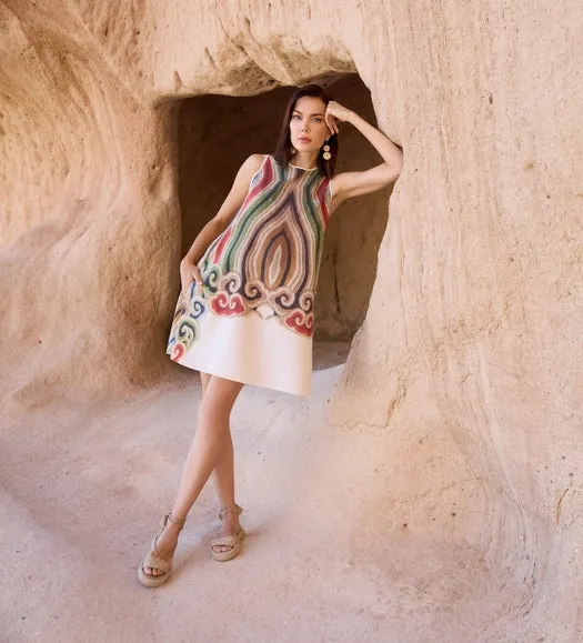 Artisanal A-Line Dress | Multi Palette sold by Belletique