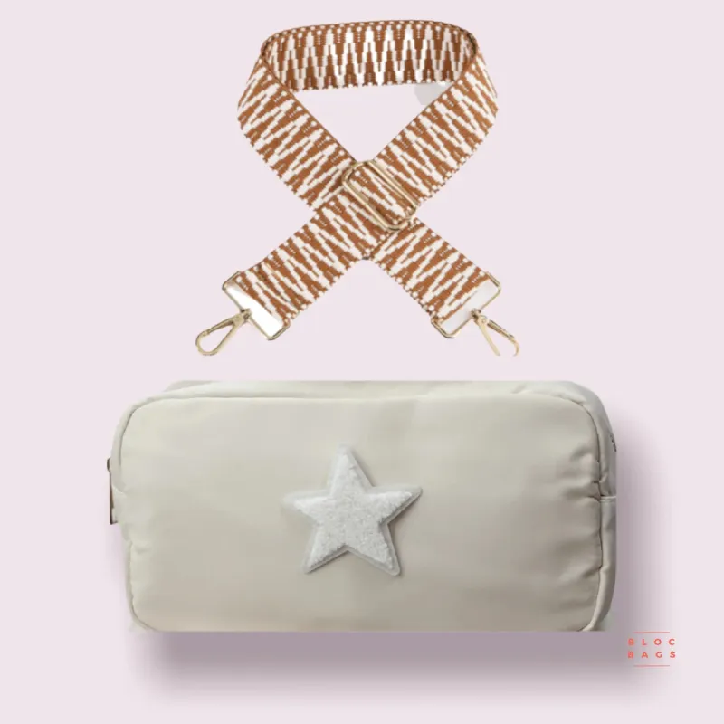 Cream Star Crossbody Strap with Neutral Strap sold by Belletique
