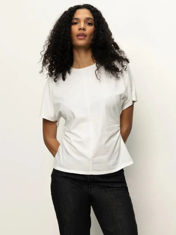 Shirred Waist Dolman Tee | White sold by Belletique