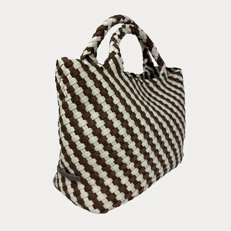 Lily Woven Neoprene Tote with Pouch | Chocolate/Ecru sold by Belletique product image thumbnail 3