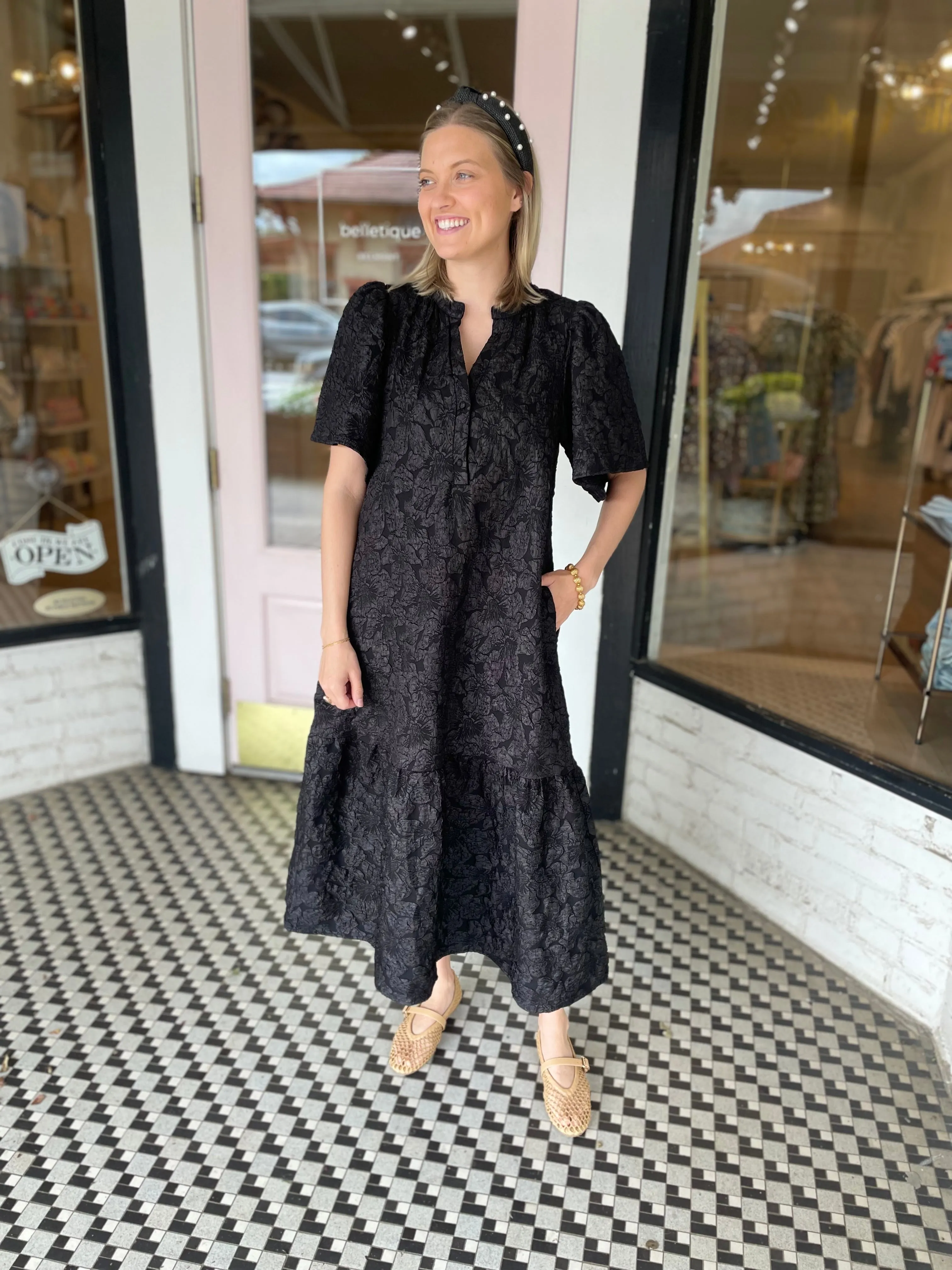 Jacquard Dress | Black sold by Belletique product image thumbnail 4