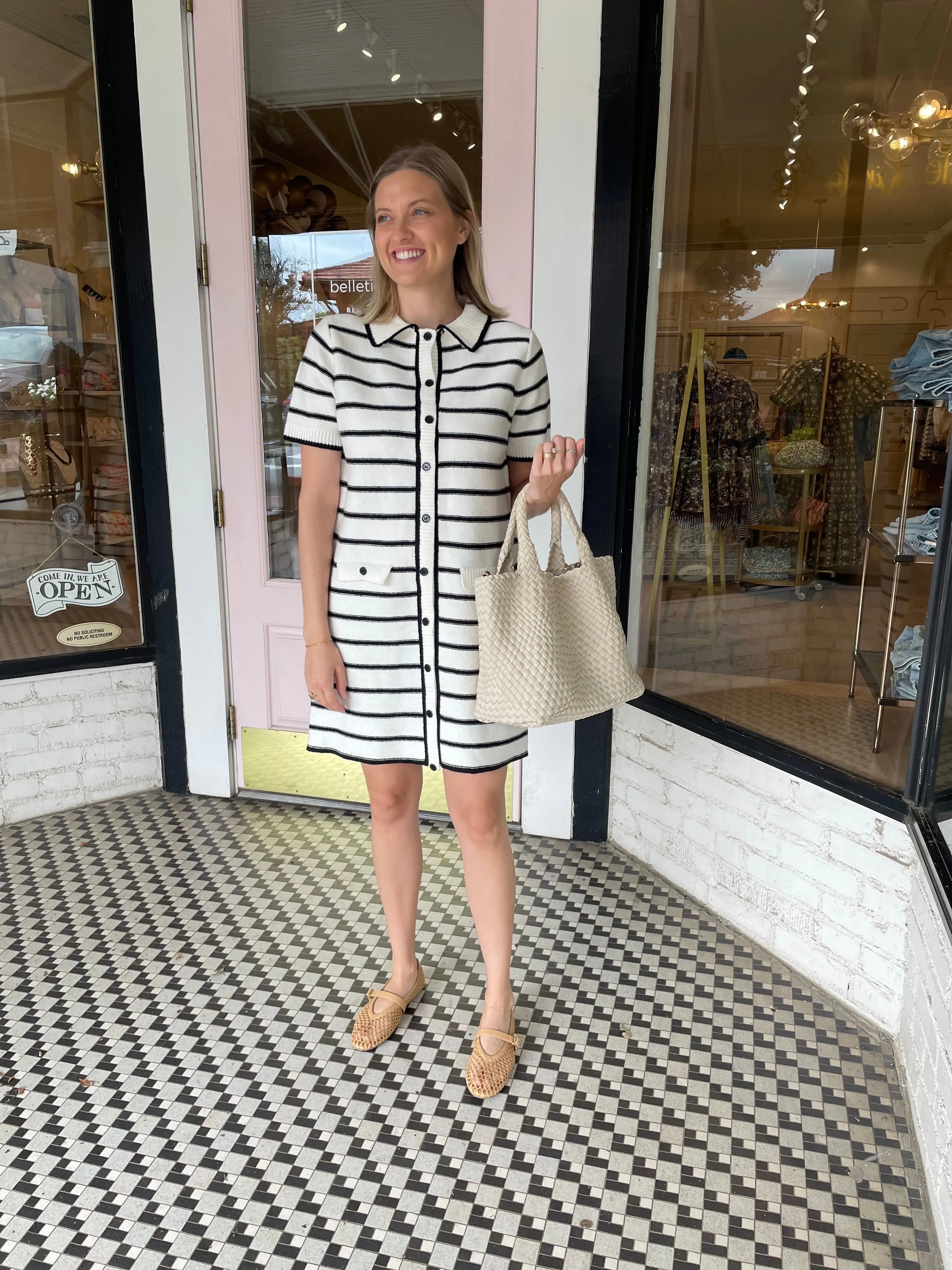 Striped Sweater Dress | Black + White sold by Belletique product image thumbnail 3