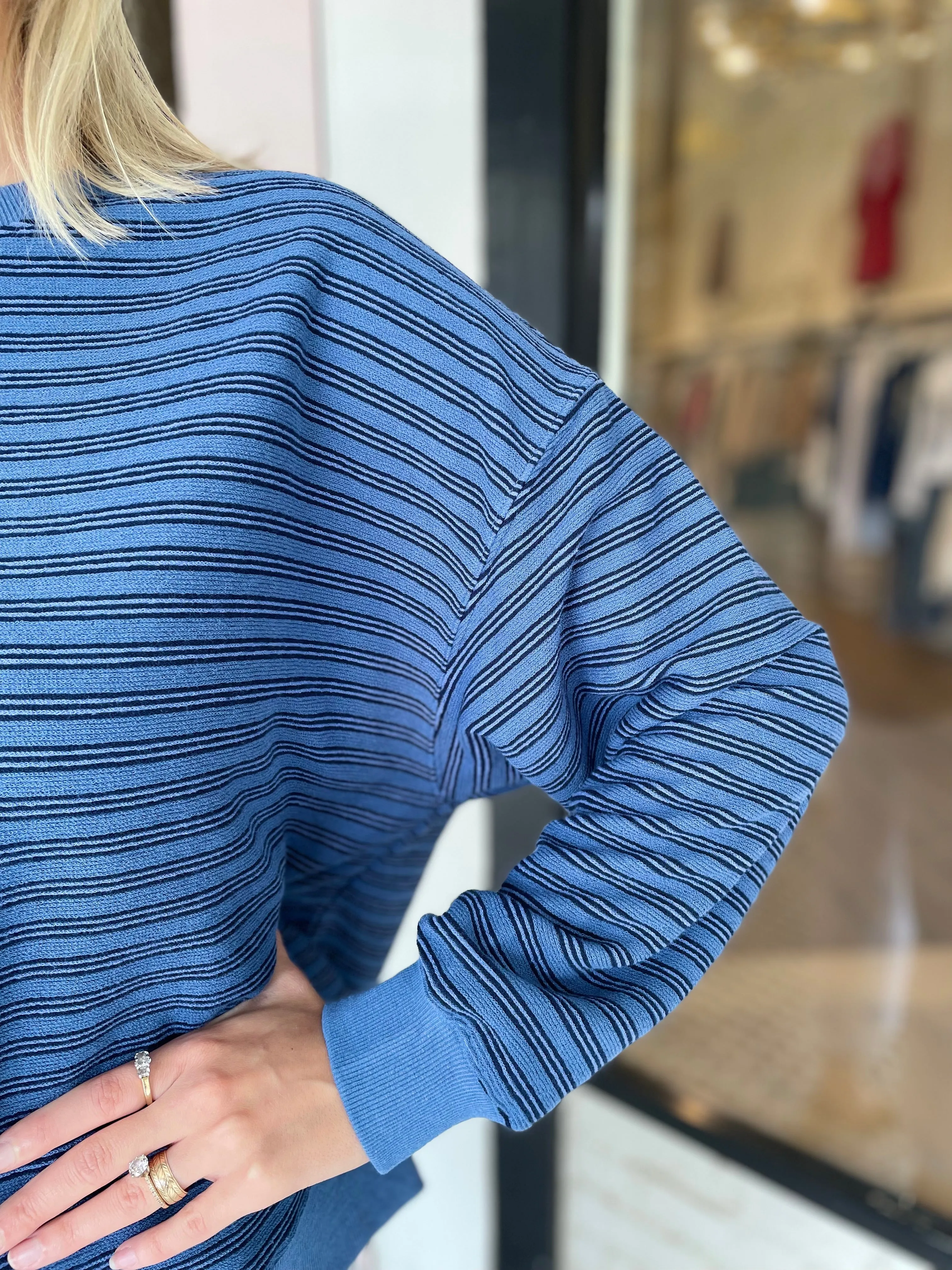 Striped Pullover | Navy sold by Belletique product image thumbnail 3