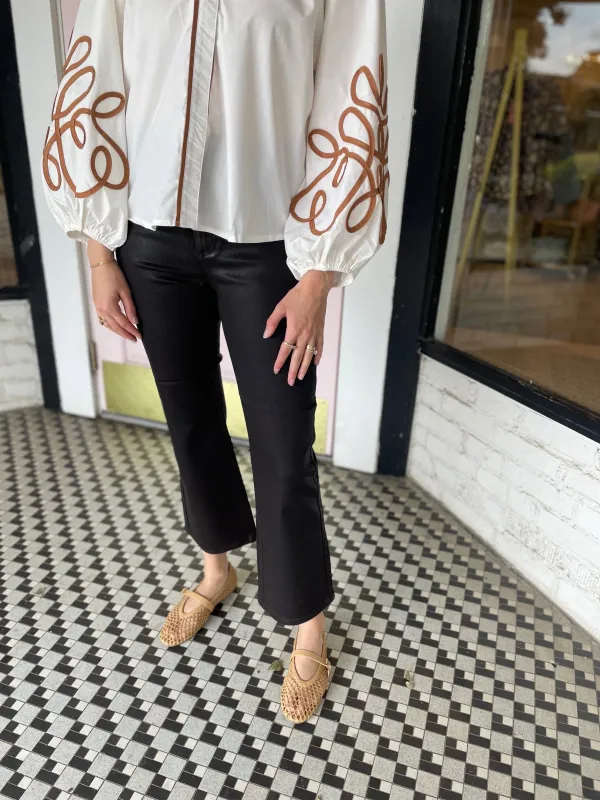 Lennon High Rise Coated Denim | Mocha sold by Belletique