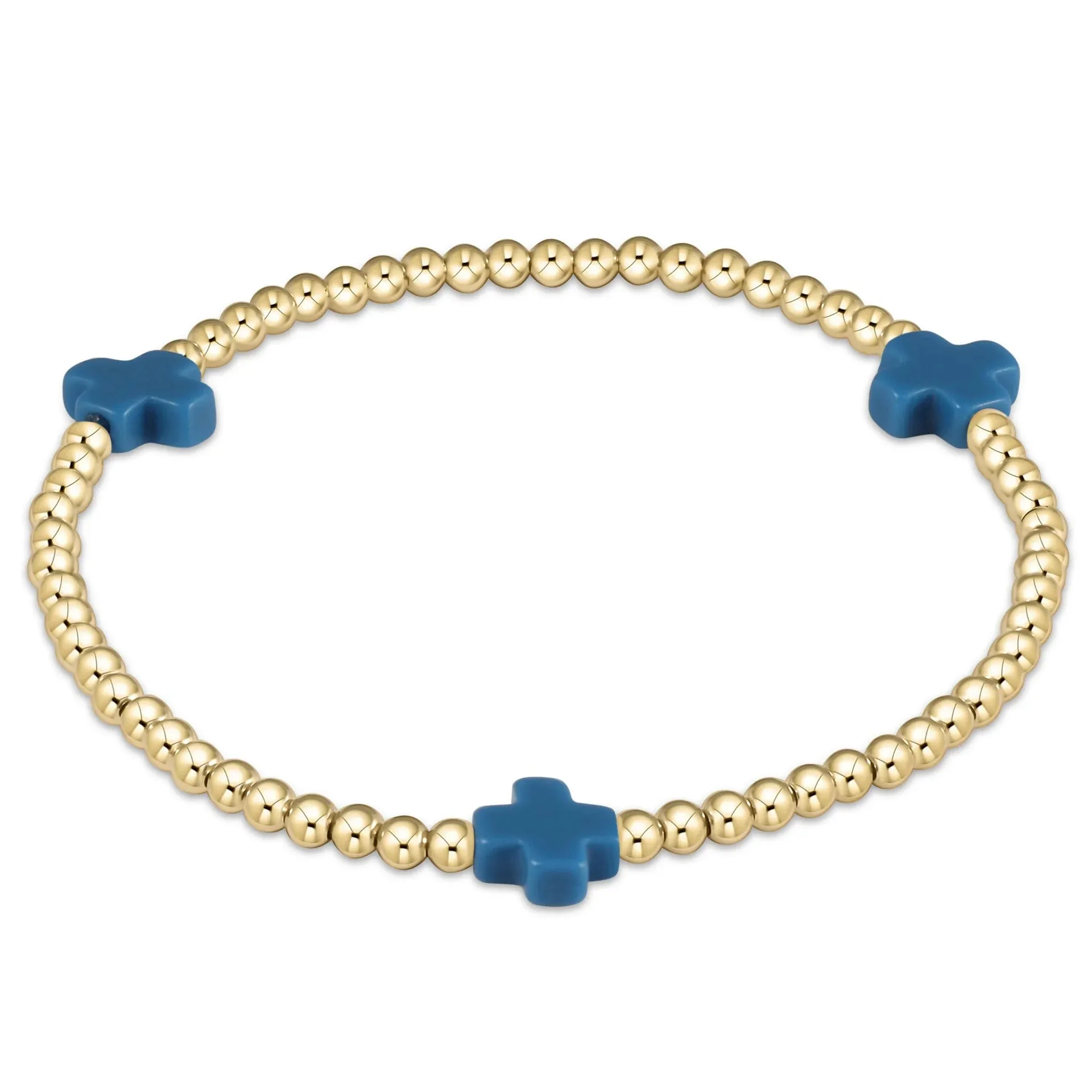 signature cross gold pattern 3mm bead bracelet - cobalt sold by Belletique