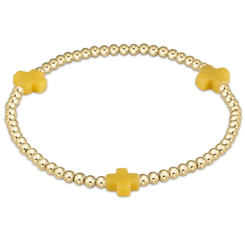 signature cross gold pattern 3mm bead bracelet - canary sold by Belletique