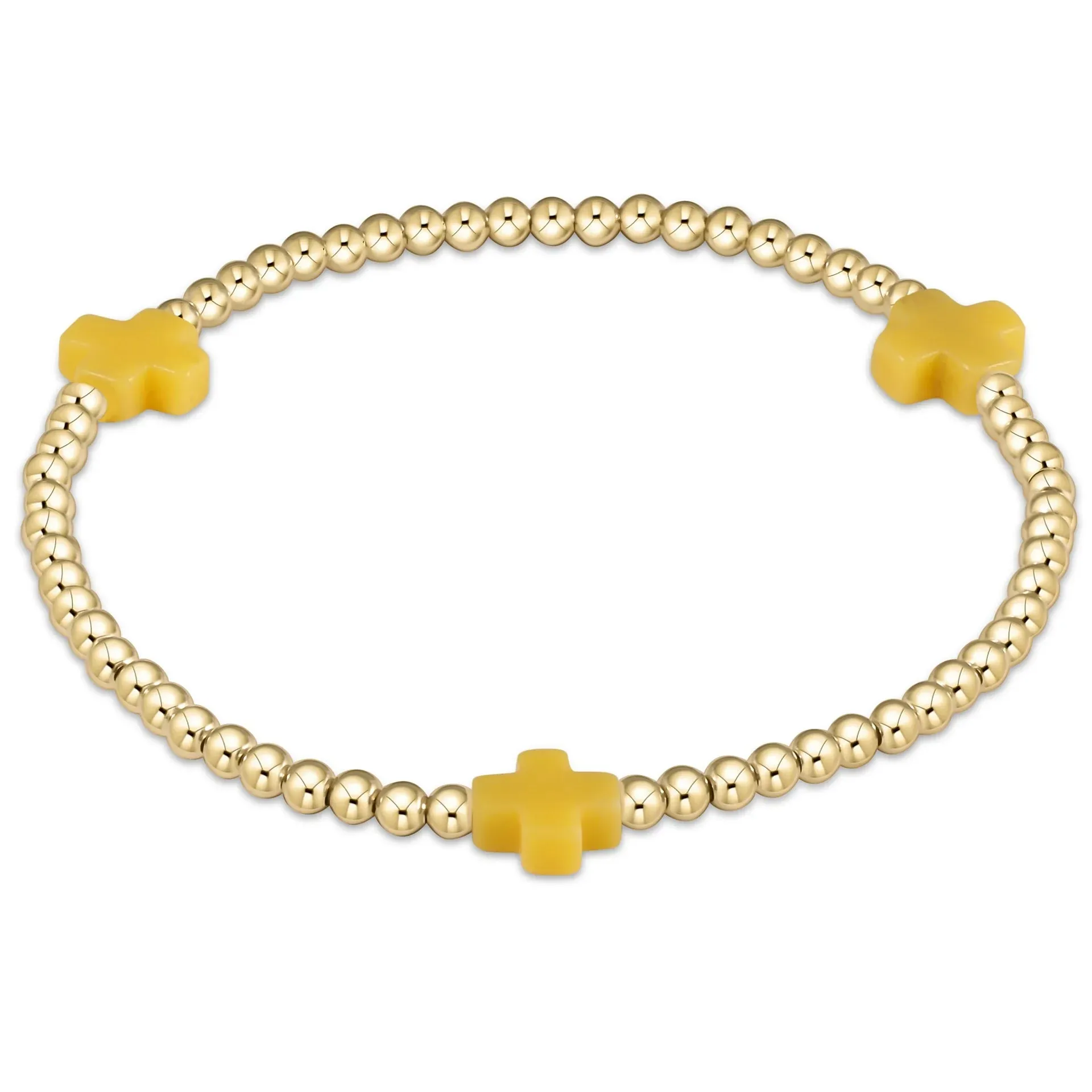 signature cross gold pattern 3mm bead bracelet - canary sold by Belletique