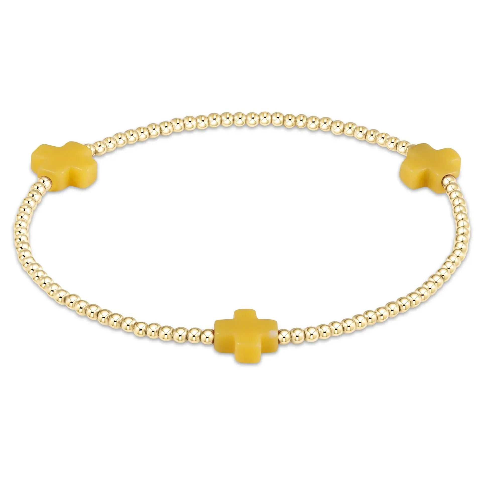 signature cross gold pattern 2mm bead bracelet - canary sold by Belletique