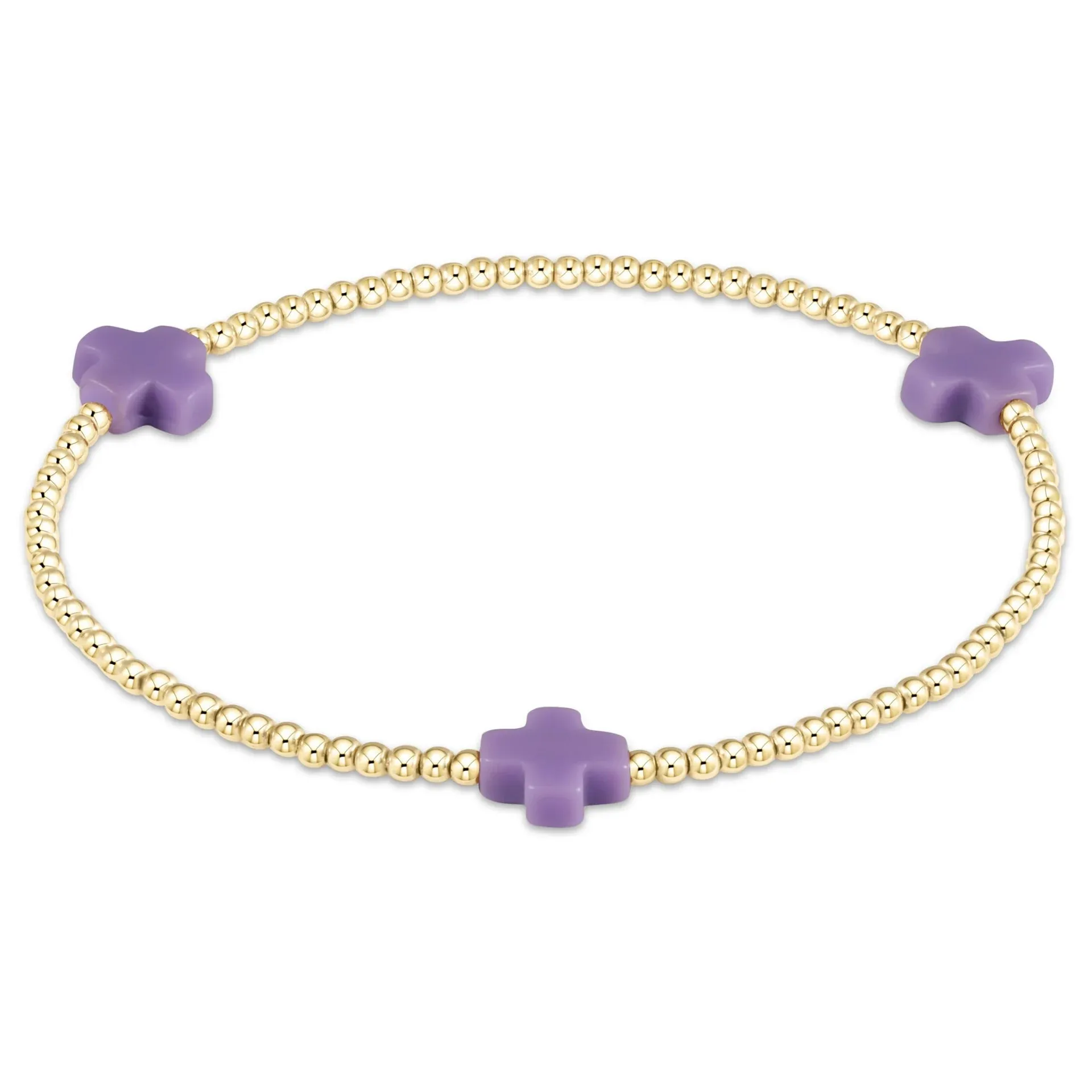 signature cross gold pattern 2mm bead bracelet - purple sold by Belletique