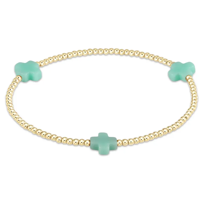 signature cross gold pattern 2mm bead bracelet - mint sold by Belletique