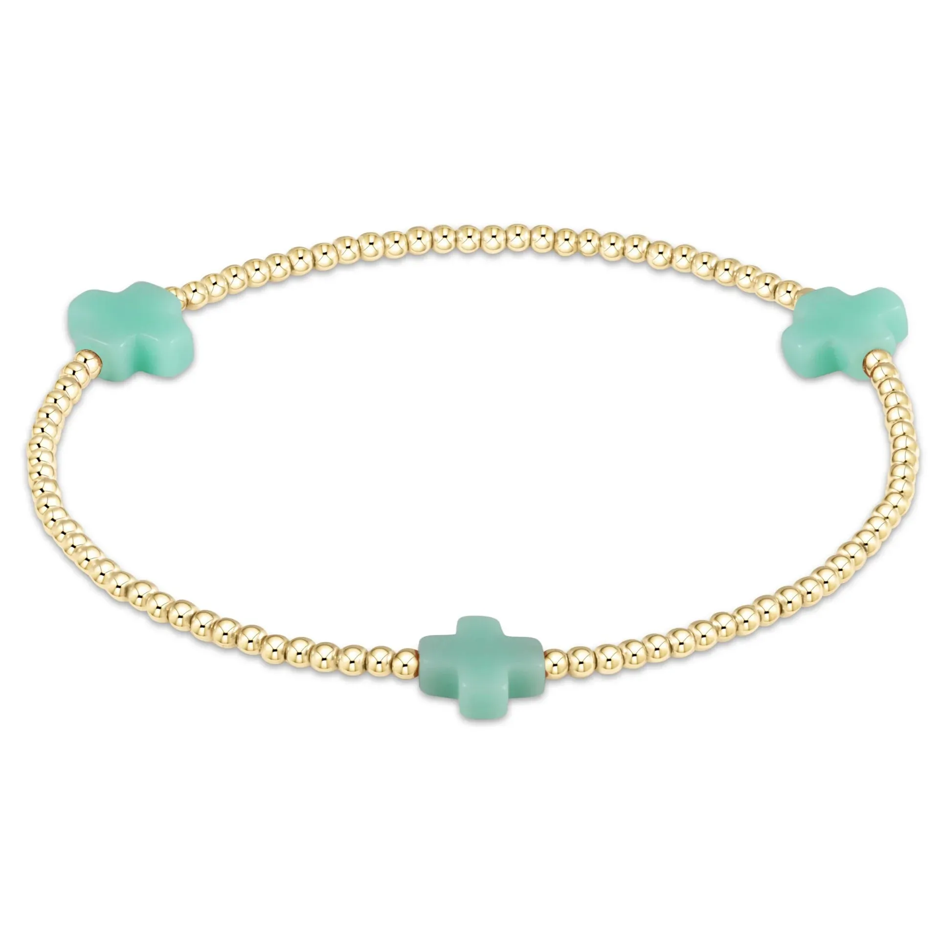 signature cross gold pattern 2mm bead bracelet - mint sold by Belletique