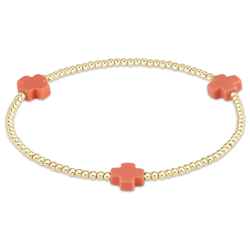 signature cross gold pattern 2mm bead bracelet - coral sold by Belletique