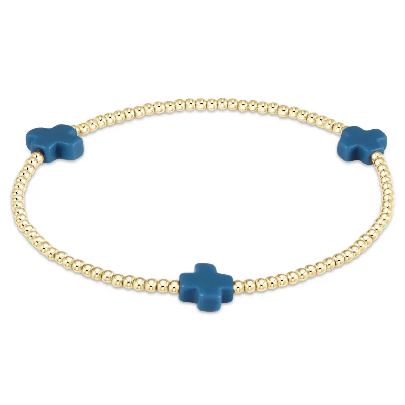 signature cross gold pattern 2mm bead bracelet - cobalt sold by Belletique