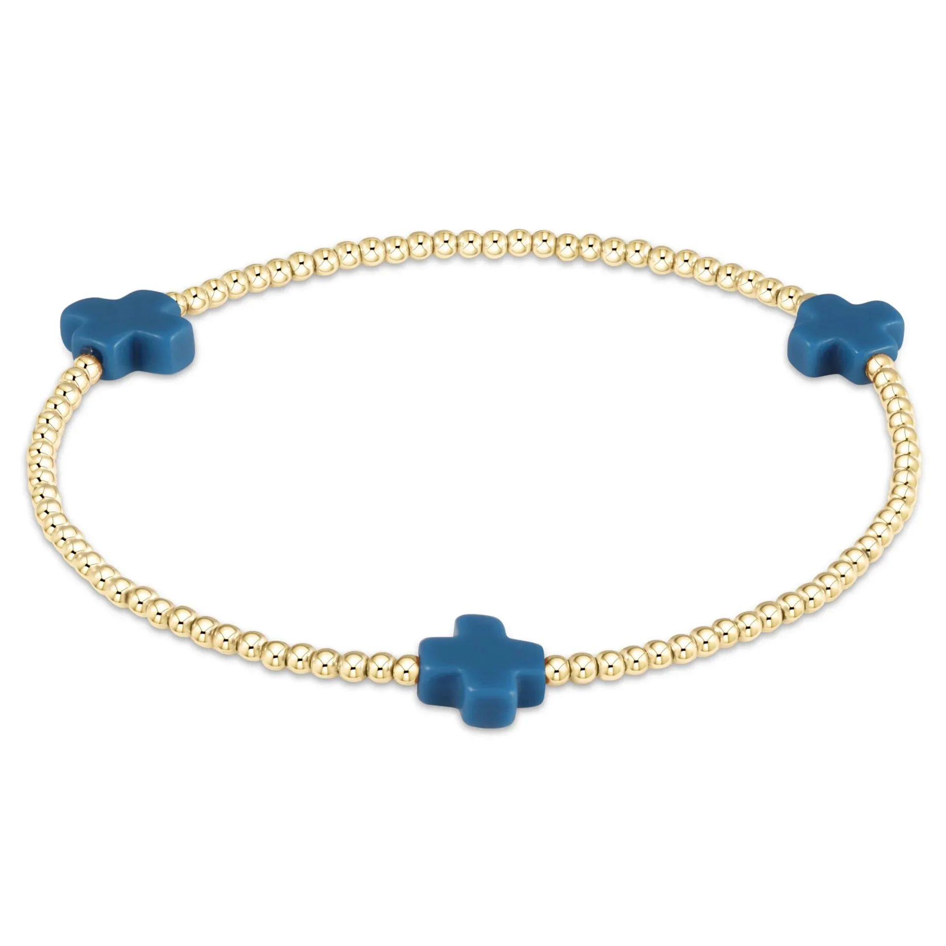 signature cross gold pattern 2mm bead bracelet - cobalt sold by Belletique