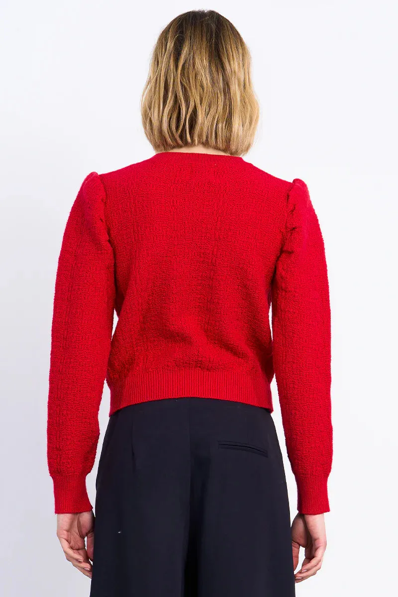 Structured Puff Sleeve Sweater | Red sold by Belletique product image thumbnail 3