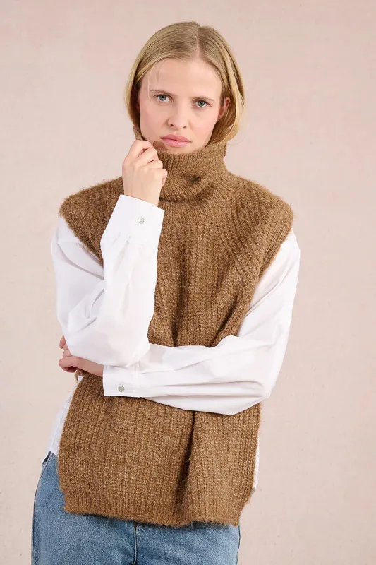 Open Sleeved Sweater Vest | Camel sold by Belletique