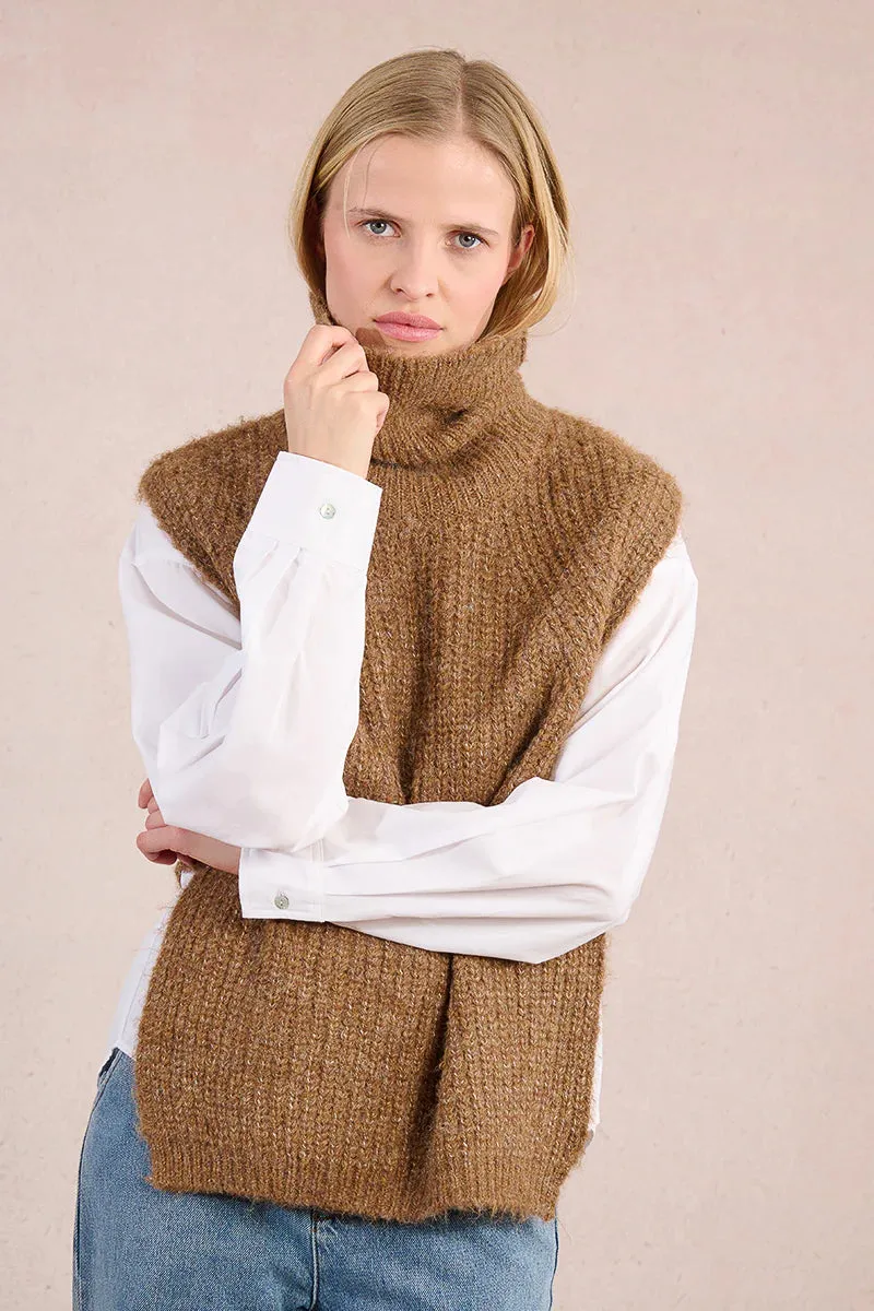 Open Sleeved Sweater Vest | Camel sold by Belletique