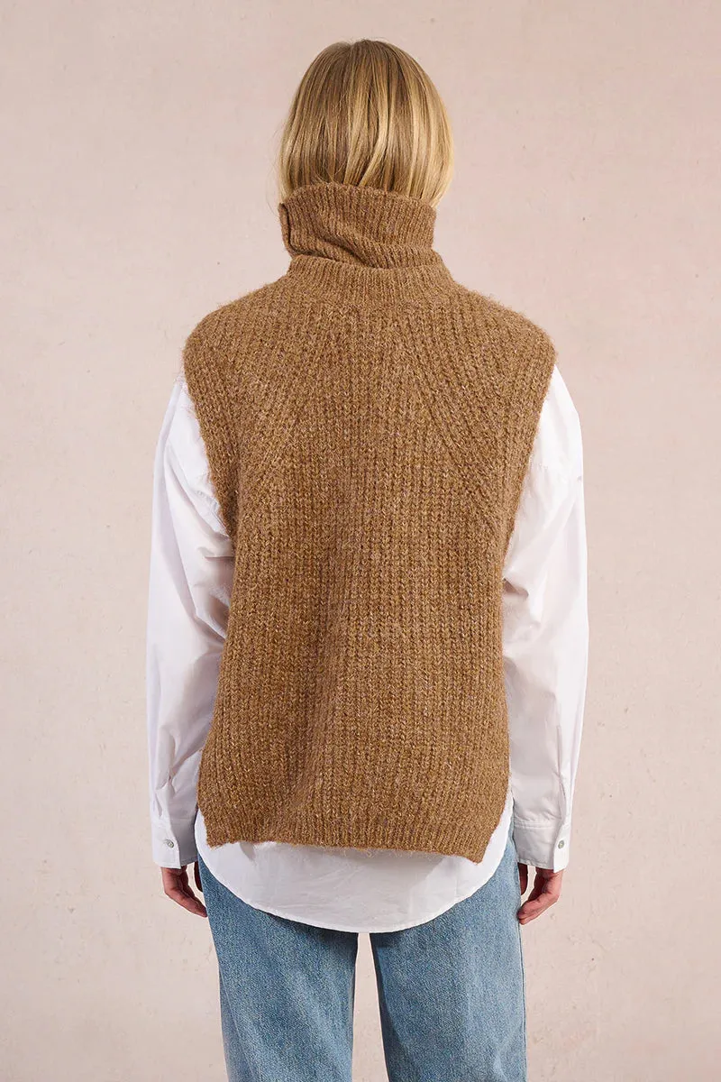 Open Sleeved Sweater Vest | Camel sold by Belletique product image thumbnail 4