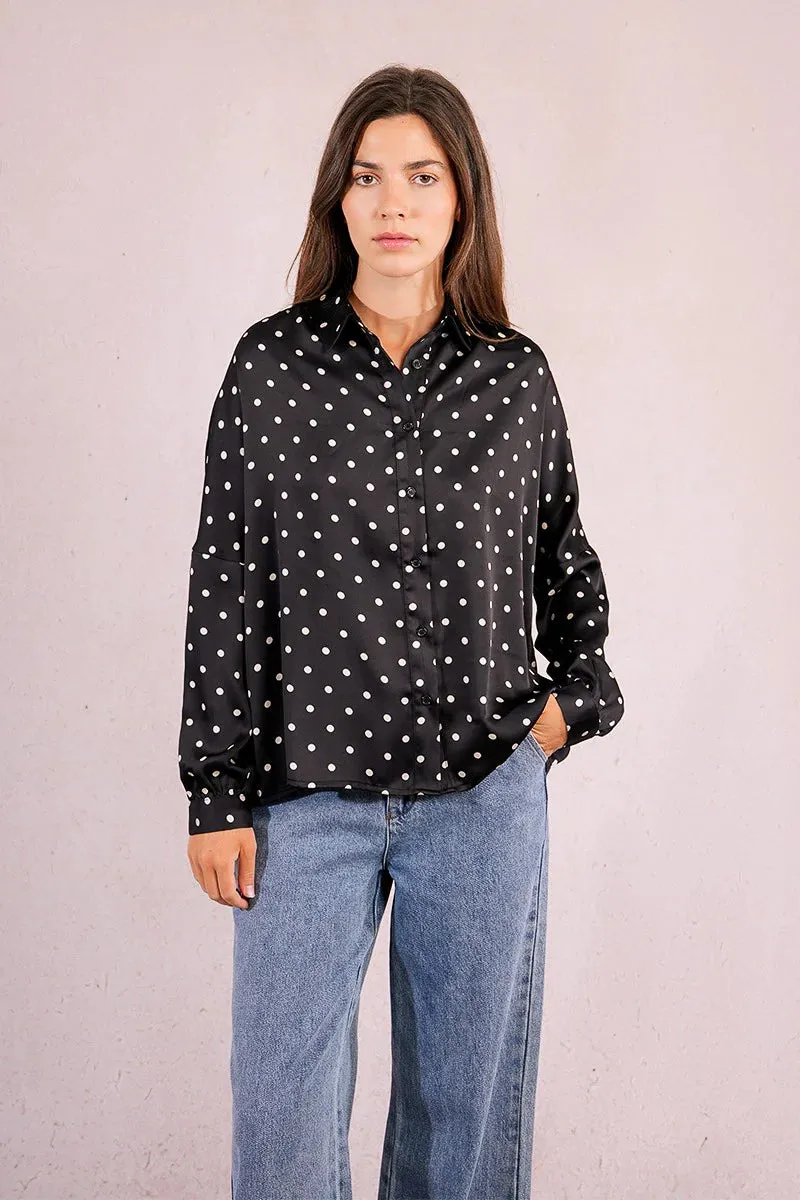 The Dots Blouse | Black + White sold by Belletique