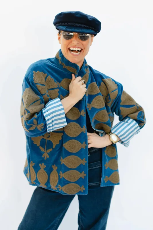 SGT Pepper Crew Jacket | Blue + Green sold by Belletique