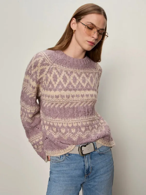 Fairisle Crew Neck Sweater | Twilight Mauve Multi sold by Belletique