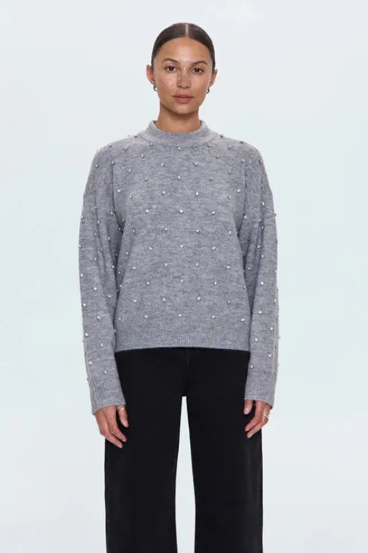 Aura Relaxed Crew Neck Sweater | Charcoal Diamonte sold by Belletique