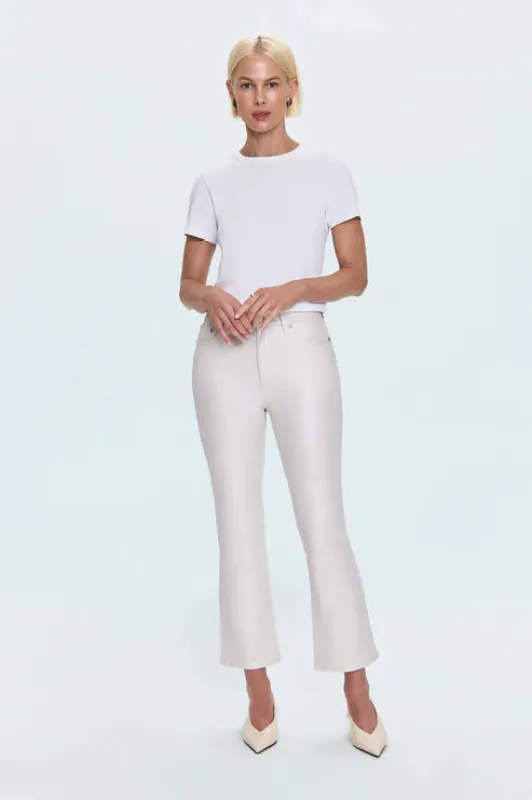 Lennon High Rise Crop Boot Pant | Ivory Luster sold by Belletique