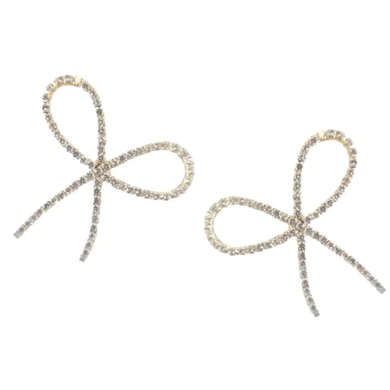 Rhinestone Bow Earrings sold by Belletique