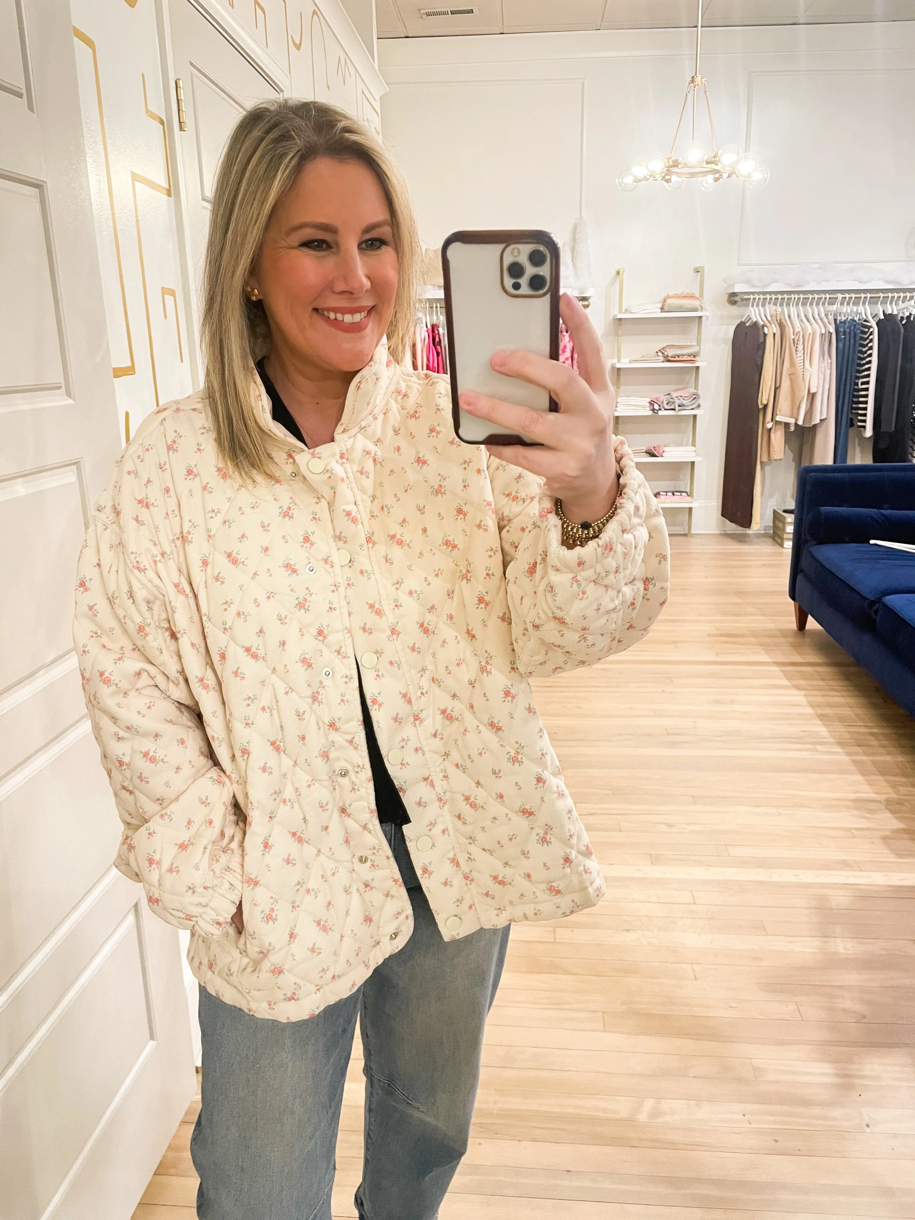 Quilted Jacket | Cream Floral sold by Belletique product image thumbnail 2