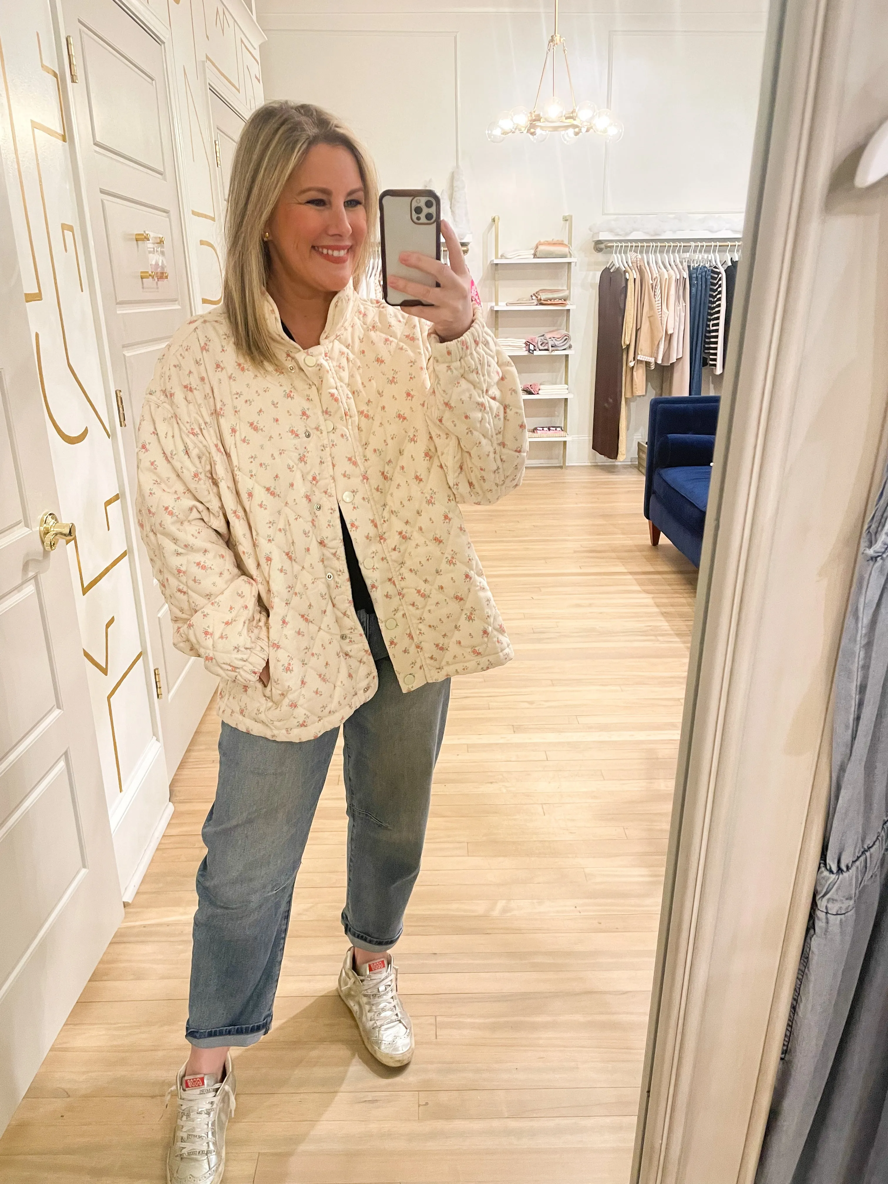 Quilted Jacket | Cream Floral sold by Belletique