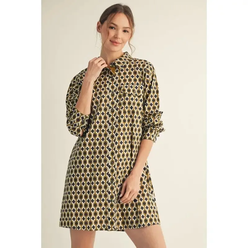 Geometric Shirt Dress sold by Belletique