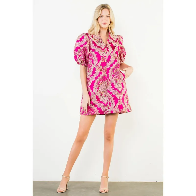 Floral Jacquard Dress | Pink sold by Belletique