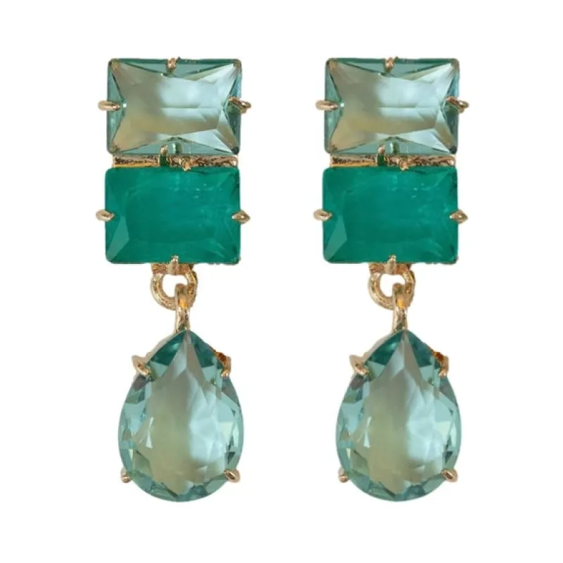 Amalfi Turquoise Ombre Gem Drop Statement Earrings made by Belletique