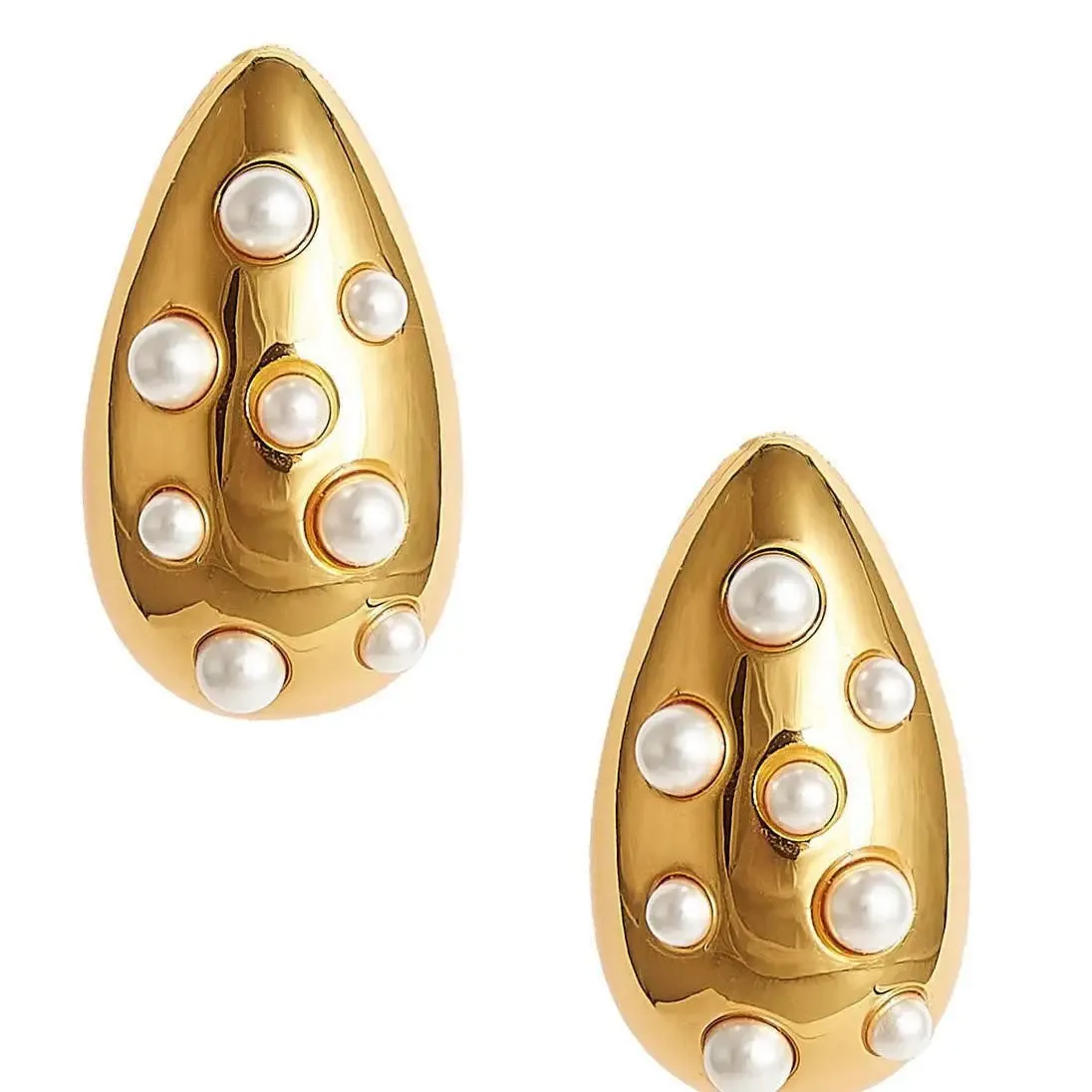 Mini Mila Hoop - Gold & Pearl Earring sold by Belletique