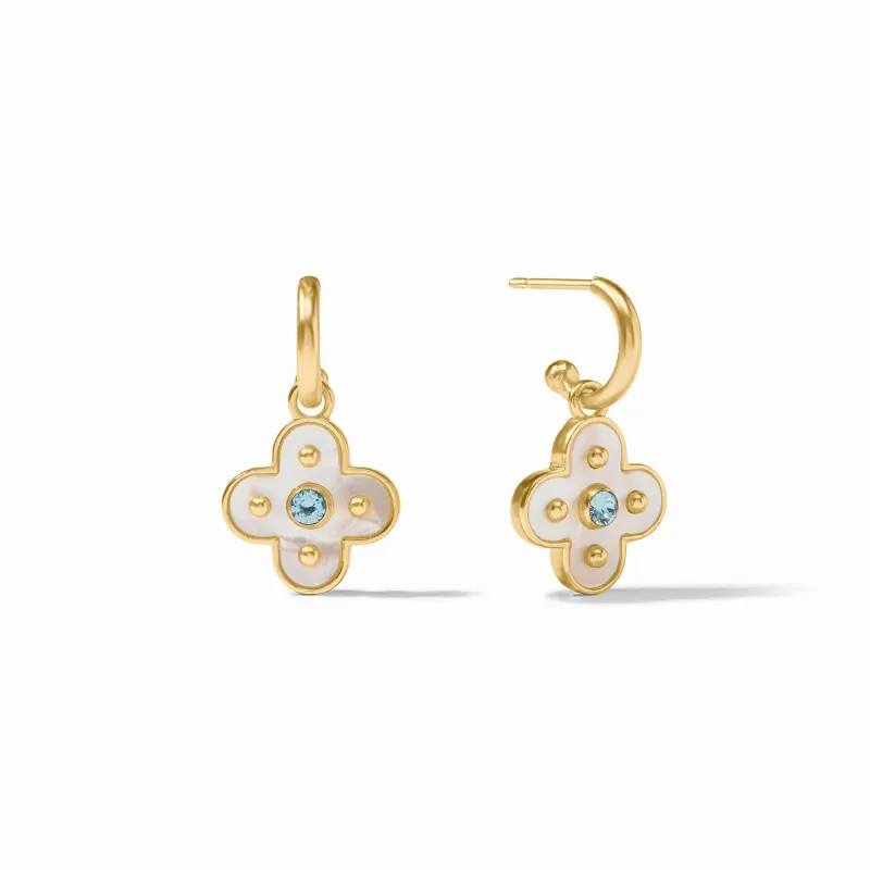 Colette Hoop & Charm Earrings | Chaldedony Blue sold by Belletique