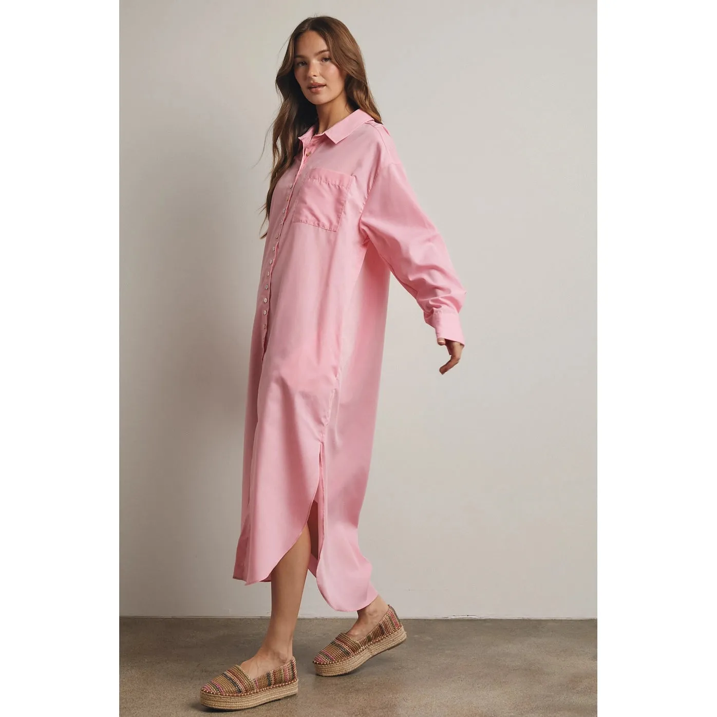 Shirt Dress Maxi | Pink sold by Belletique product image thumbnail 2