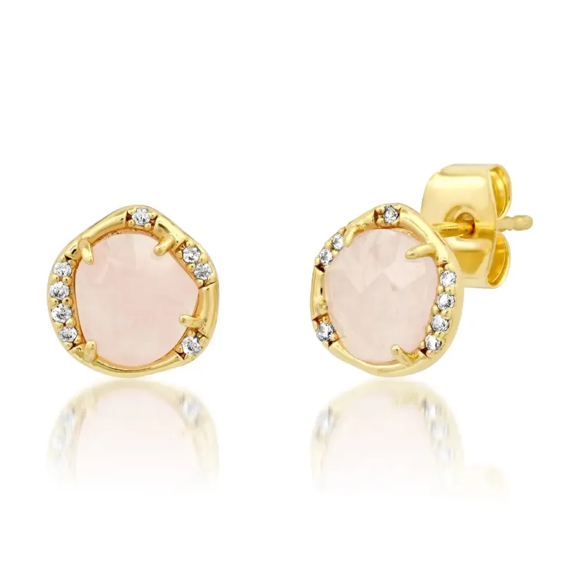 Organic Stone Studs with Cz Accents made by Tai