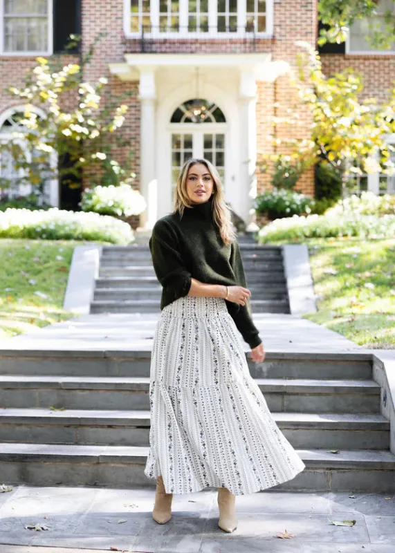 French Floral Tier Maxi Skirt sold by Belletique