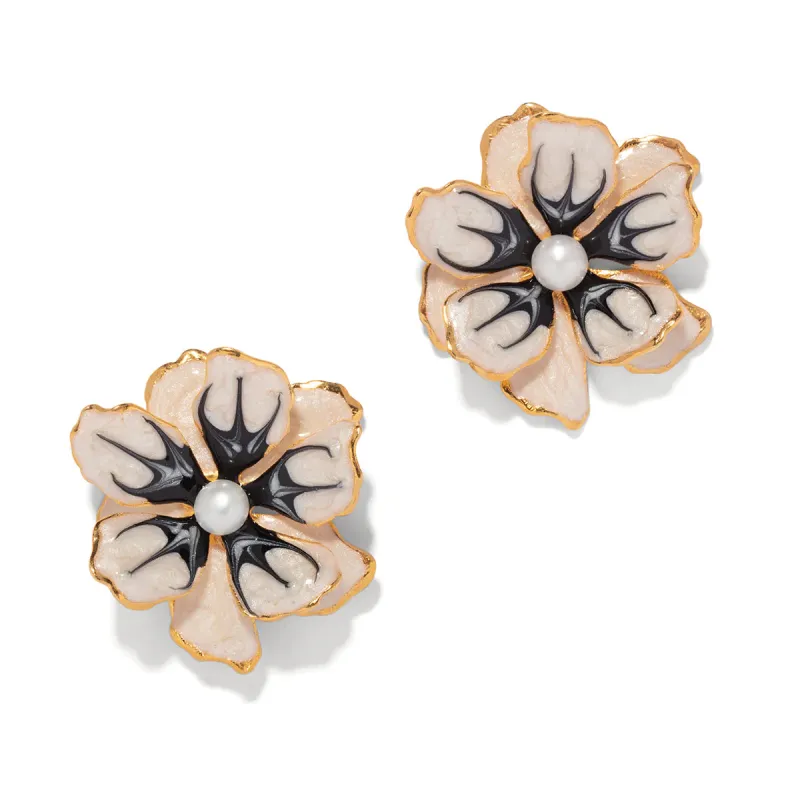 The Pink Reef Small Double Floral Earrings | Tuxedo made by Belletique