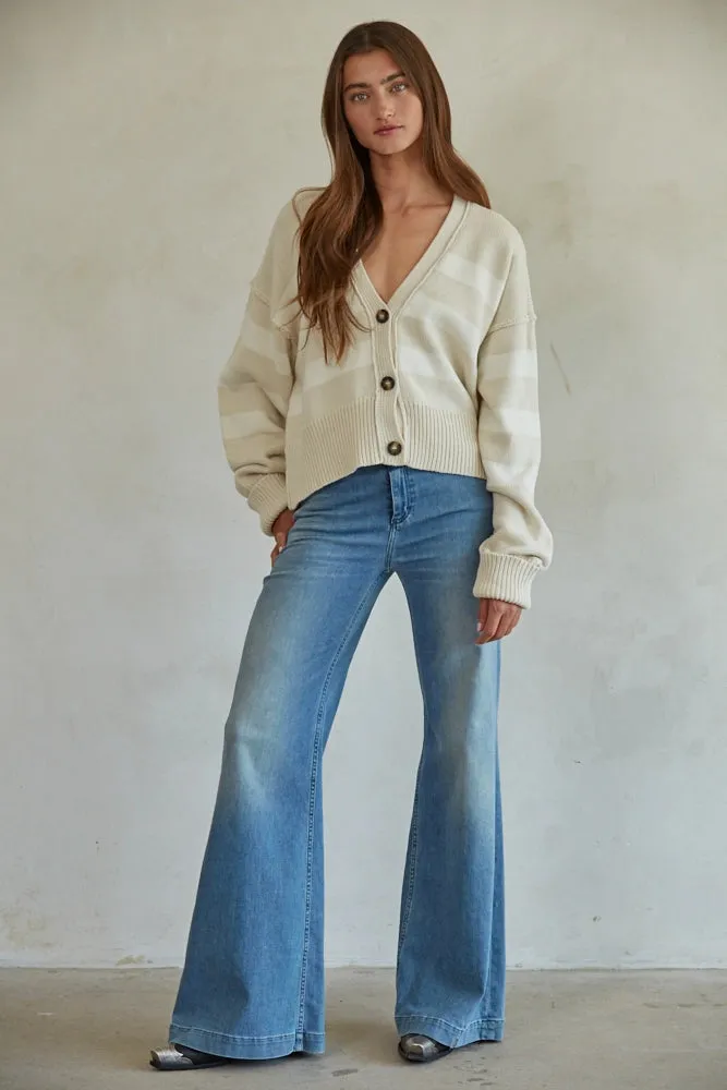 Knit Sweater Button Down Cardigan | Sand Cream sold by Belletique product image thumbnail 2