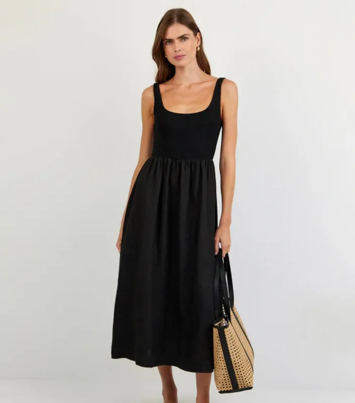 Sleeveless Knit Combo Dress - Black made by Bella Dahl