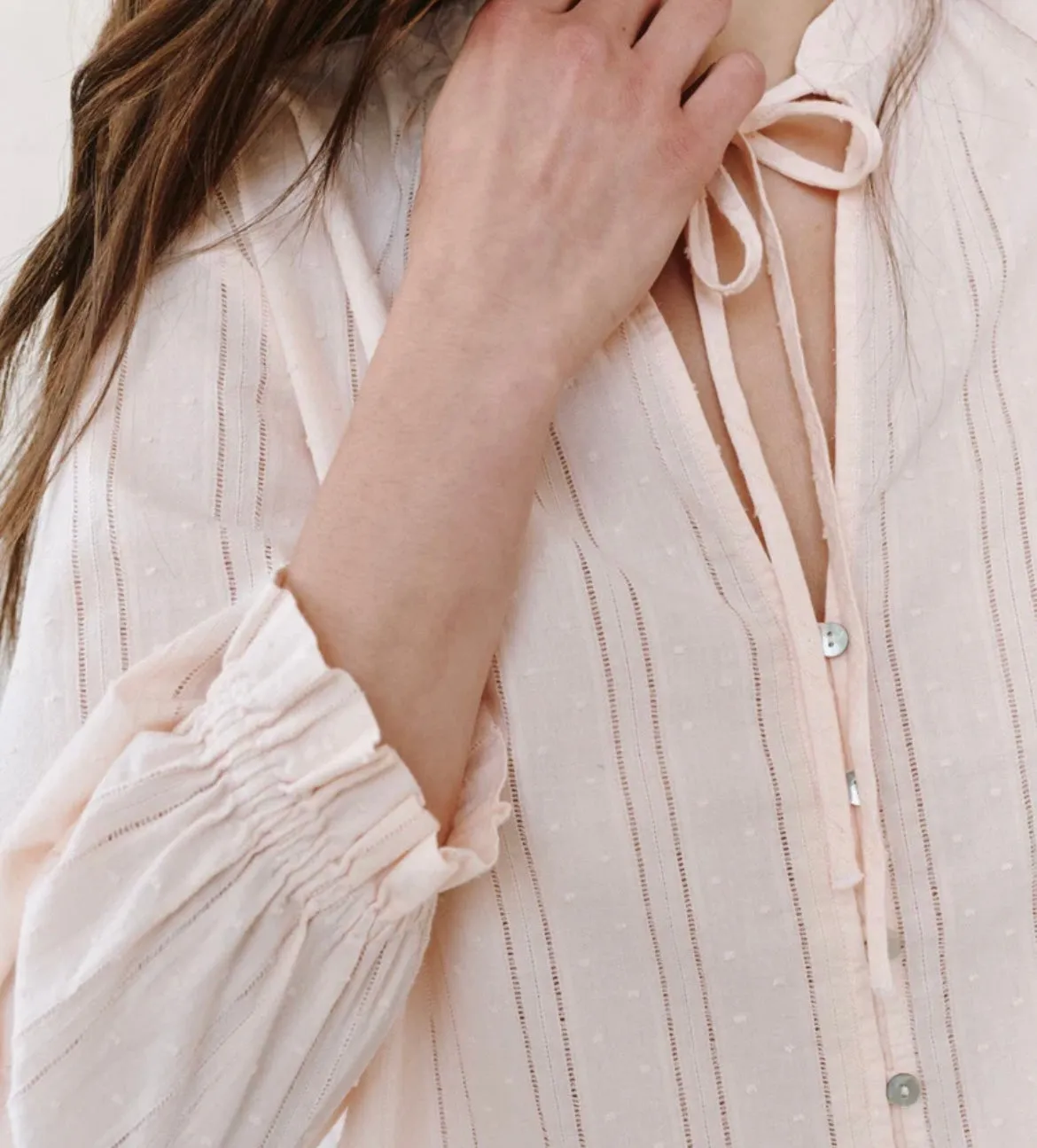 3/4 Sleeve Tie Neck Blouse - Pink Opal sold by Belletique product image thumbnail 3