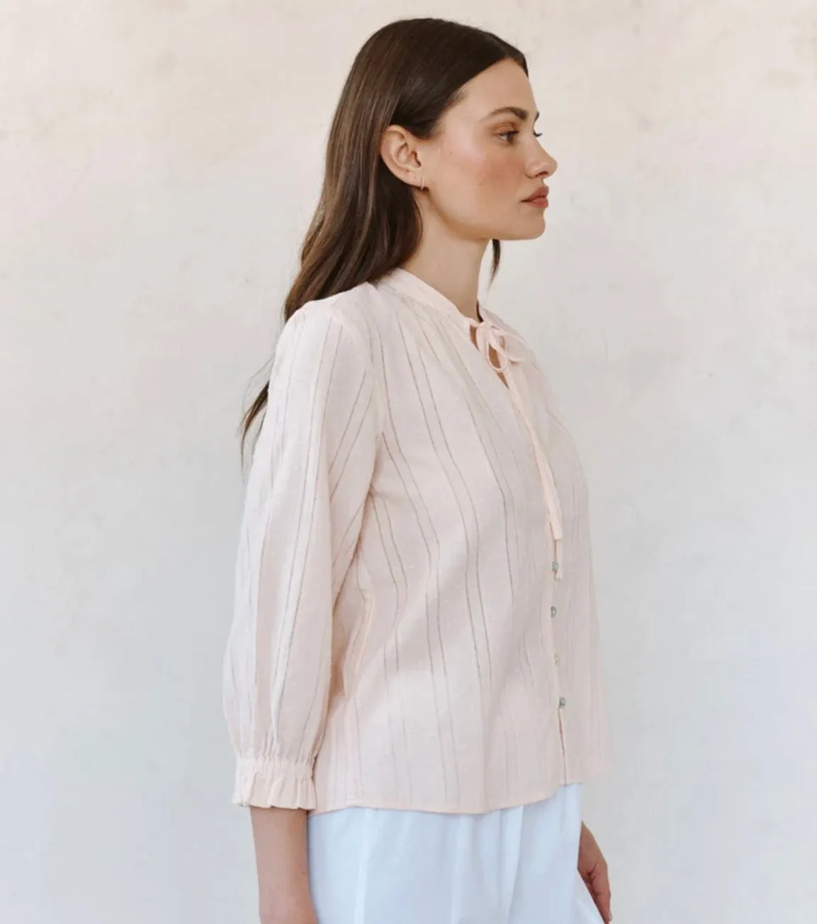 3/4 Sleeve Tie Neck Blouse - Pink Opal sold by Belletique product image thumbnail 4