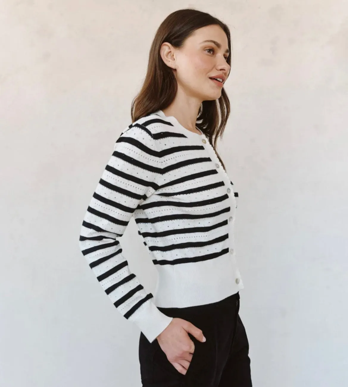 Fitted Cardigan - Cherie Stripe sold by Belletique product image thumbnail 4