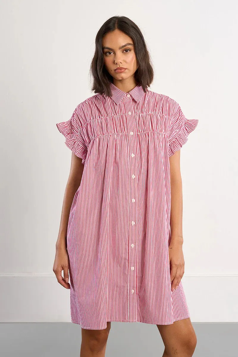 Emma Striped Dress | Red sold by Belletique