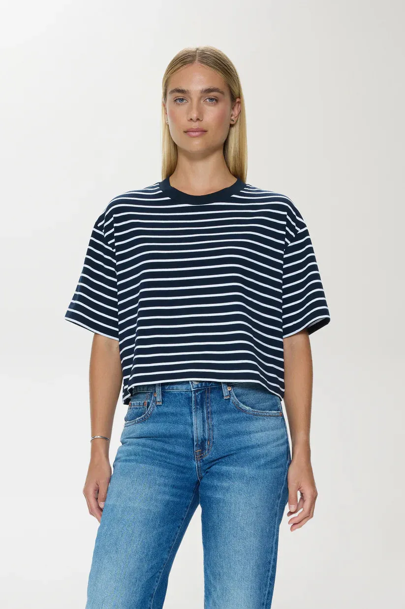 Mae Cropped Tee | Navy White Stripe sold by Belletique product image thumbnail 2