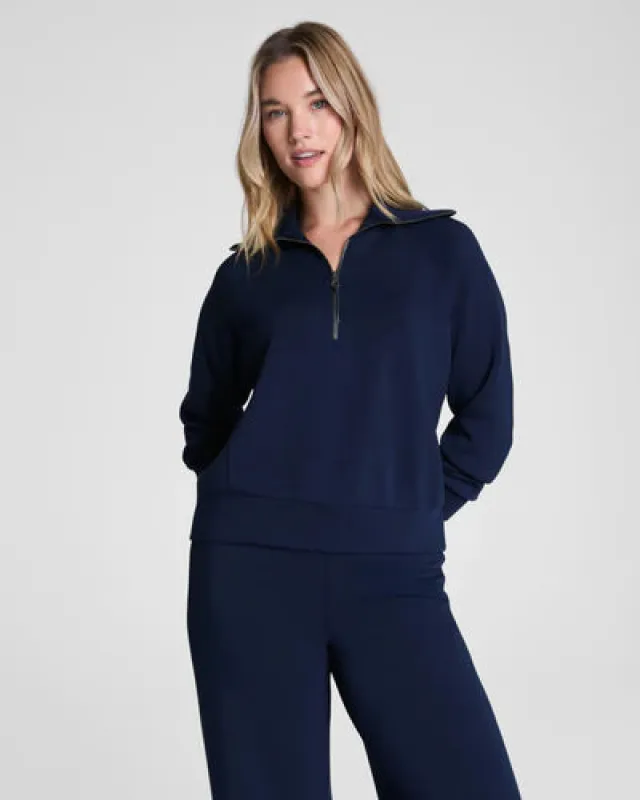 SPANX AirEssentials Lightweight Half Zip Sweatshirt | Timeless Navy made by SPANX
